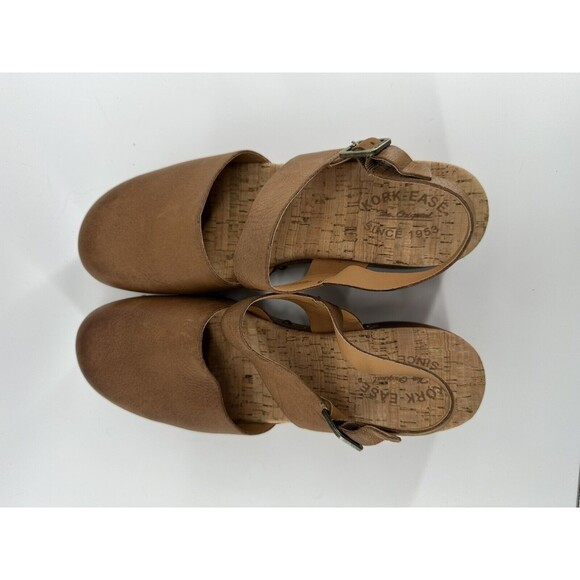 KORK-EASE Sayda Sz 10M Brown Leather Clog Wood Heel Mule Sandal - Picture 7 of 8